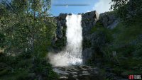 which leads upstream towards a nearby waterfall.