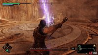 As the battle comes to an end, Thalmudak will charge his sword with lightning energy.
