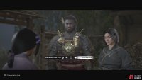 After defeating the samurai, pick the option on the right to have her join as an ally.