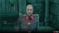 Sit down and speak to Haskill, then opt to enter the door behind him.