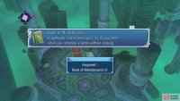 At the two green blocks, go south first to get the Book of Maintenance.
