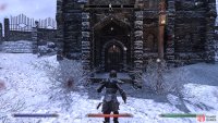 Kill the Thalmor in the courtyard and then enter the building from it.